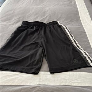 Adidas Men's Black Athletic Shorts with White Stripes